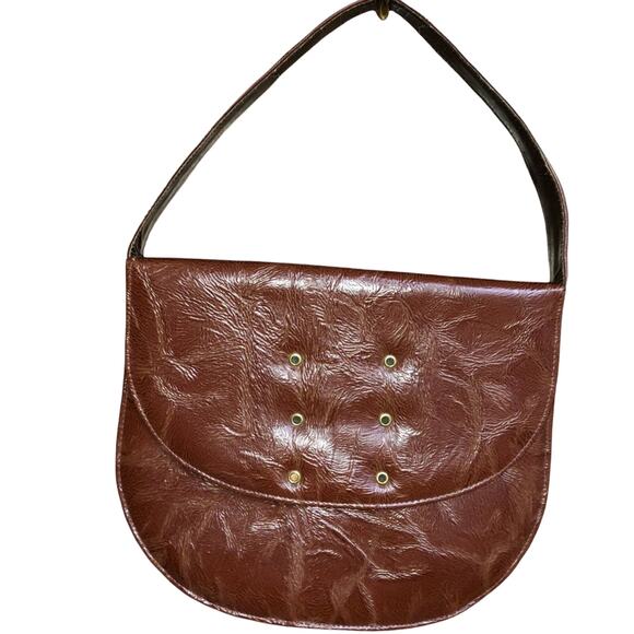 VINTAGE LENNOX SATIN LINED ETCHED LEATHER PURSE BAG - Picture 1 of 6